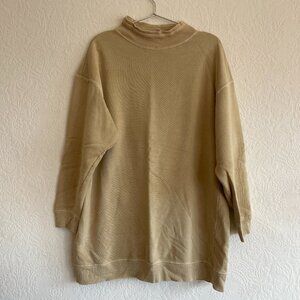Moda International Vintage tan longline mockneck Sweatshirt